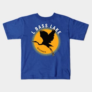 L Bass Lake in Wisconsin Heron Sunrise Kids T-Shirt